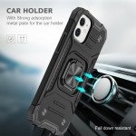 Wholesale Cube Style Armor Case with Rotating Ring Holder, Kickstand and Magnetic Car Mount Plate for iPhone 12 / 12 Pro 6.1 (Black)